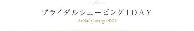 ブライダルシェービング１DAY Bridal shaving 1DAY